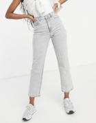 New Look Straight Leg Jeans In Pale Gray-grey