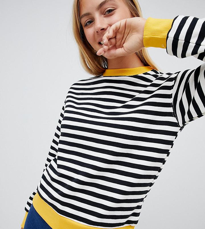 Bershka Black And White Striped Sweater With Contrast Edge In Multi - Multi