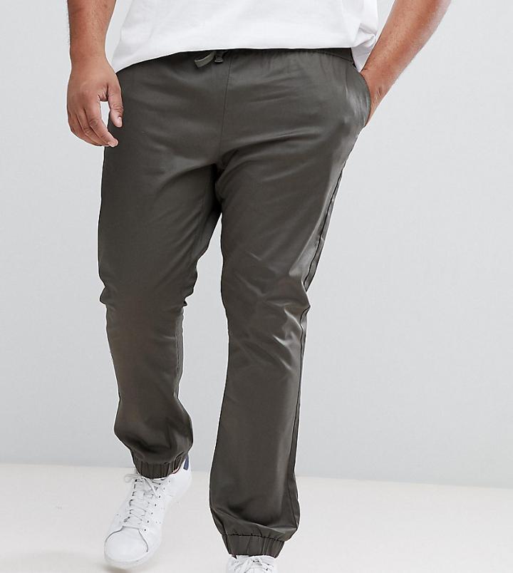 Asos Plus Skinny Woven Joggers In Dark Khaki - Green