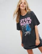 Bershka Star Wars Slogan T-shirt With Chain Detail - Gray