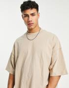 Topman Extreme Oversized Fit T-shirt In Stone-neutral