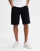 Selected Homme Organic Cotton Slim Fit Denim Shorts In Black