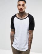 Asos Longline T-shirt With Scoop Neck And Hem In Nepp Fabric