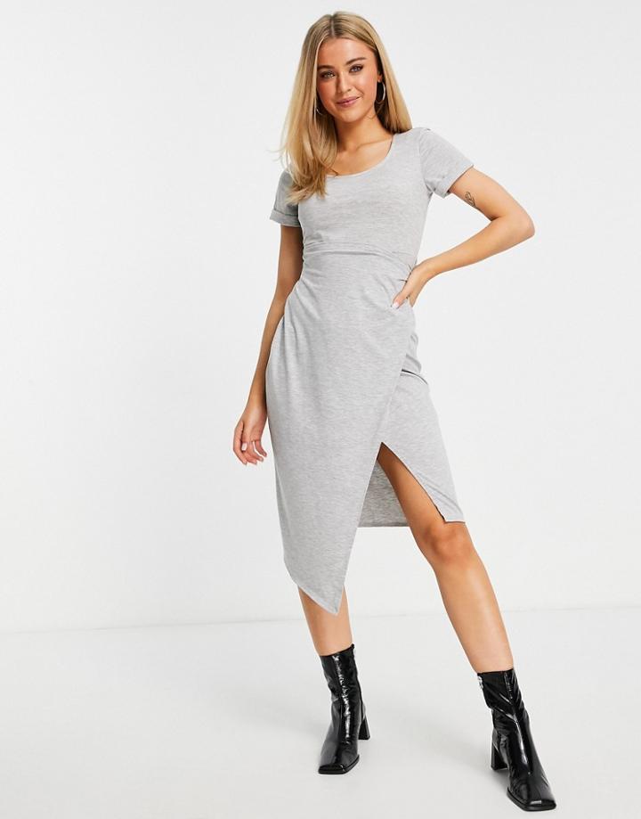 Style Cheat Naomi Wrap Dress In Gray-grey