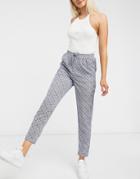 New Look Tie Waist Sweatpants In Tile Print-blues