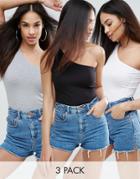 Asos Sleeveless One Shoulder Top 3 Pack - Multi