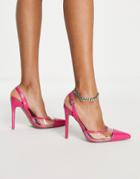 Asos Design Peridot Slingback High Heeled Shoes In Clear And Pink