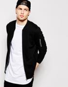 Asos Ma1 Bomber Jacket In Jersey With Pocket - Black