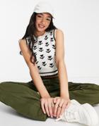 New Look Tulip Tabard Sweater In White Pattern