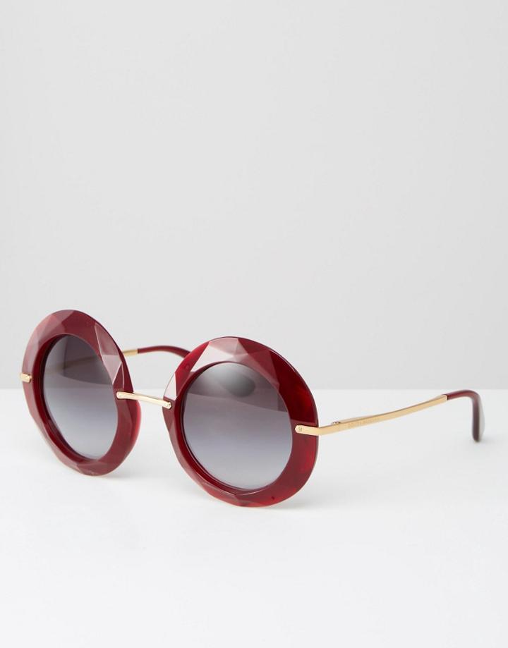 Dolce & Gabanna Oversized Round Sunglasses In Red - Red