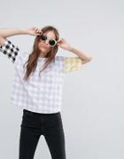 Asos T-shirt With Blocked Gingham - Multi