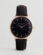 Rosefield Bowery Leather Watch In Black / Rose Gold - Black