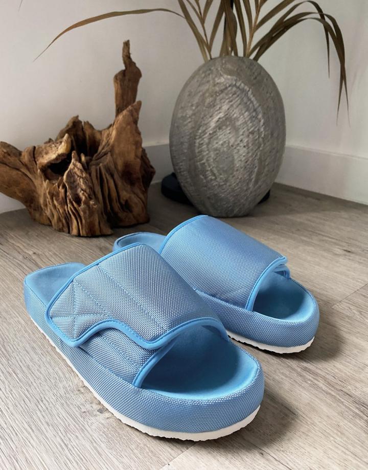 Asos Design Padded Lounge Slipper In Pastel Blue-blues