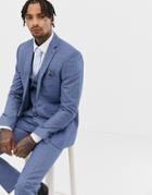 Harry Brown Blue And Rust Check Slim Fit Suit Jacket - Blue