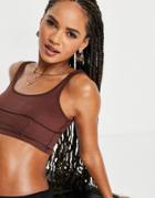 Night Addict Exposed Seam Crop Top - Part Of A Set-brown