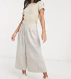 Asos Design Petite Clean Linen Culottes-neutral