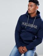 Pull & Bear Hoodie In Navy With Logo - Navy