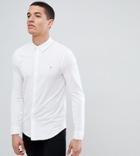 Farah Kompis Slim Fit Pique Shirt In White - White