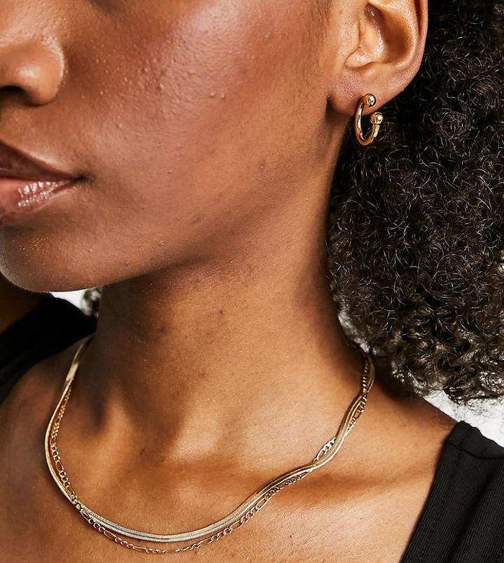Asos Design 14k Gold Plated Front Back Earrings In Pierced Design