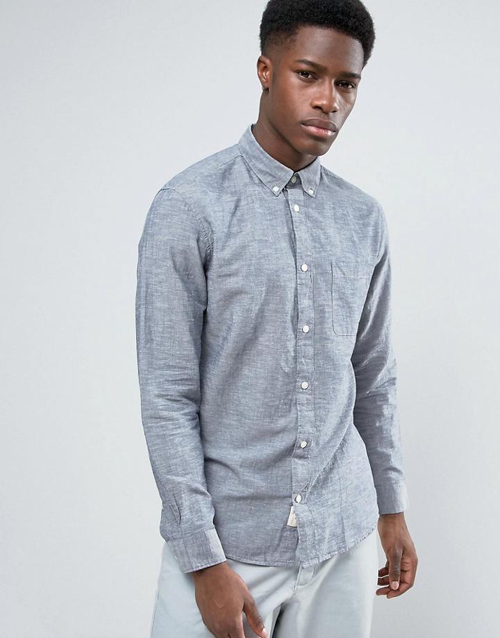 Selected Homme Shirt In Regular Fit Check Cotton - Navy