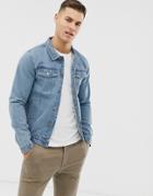 Soul Star Slim Fit Denim Jacket In Blue Wash - Blue