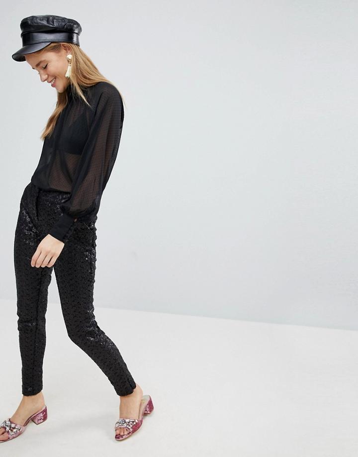 New Look Sequin Pants - Black