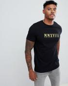 Asos Design T-shirt With Roman Numerals Print - Black