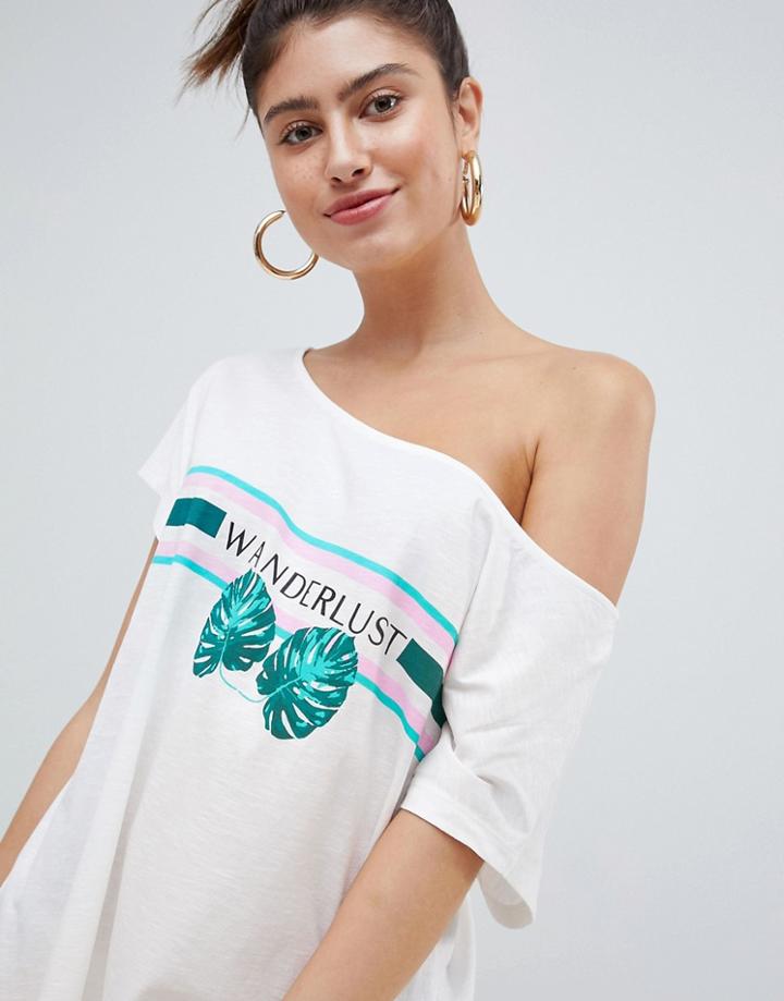 Asos Design 'wanderlust' Slouchy Jersey Beach Tee - Multi