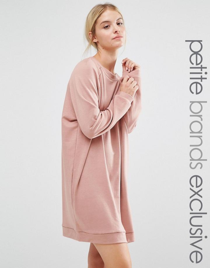 One Day Petite Oversized Sweat Dress - Pink