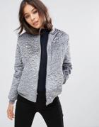 Missguided Faux Wool Bomber Jacket - Gray