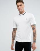 Fred Perry Reissues T-shirt Pique Tipped In White/navy - White