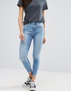 New Look Two Tone Raw Edge Skinny Jeans - Blue