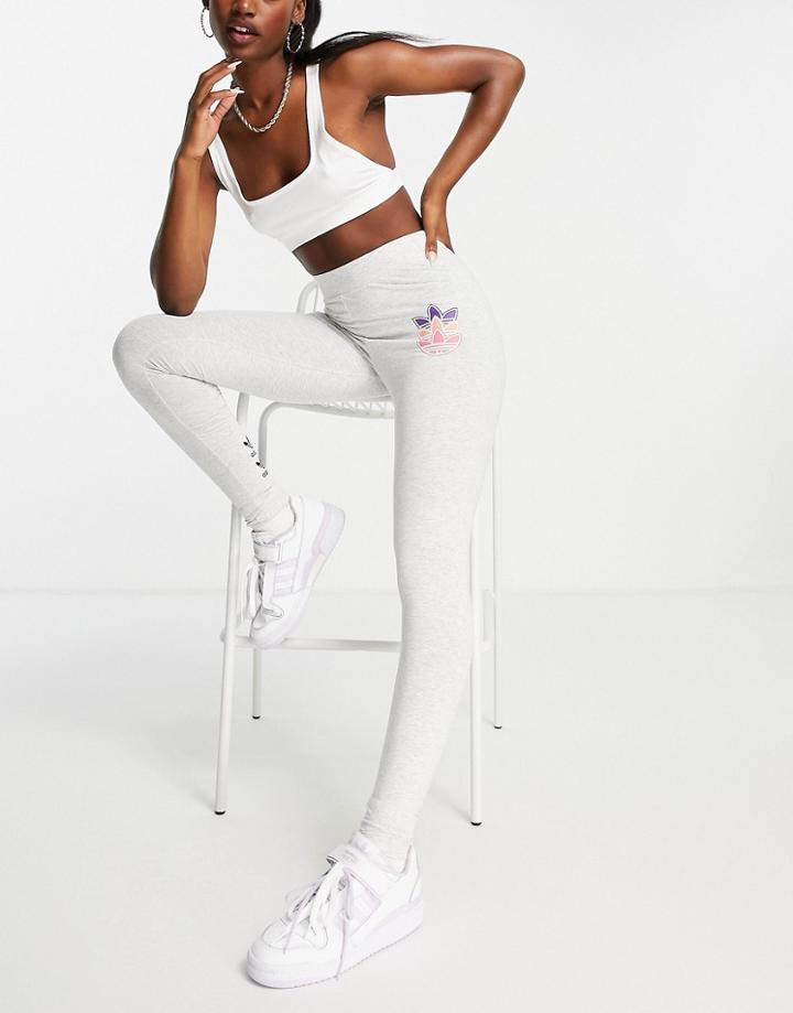 Adidas Originals Trefoil Leggings In Gray-grey
