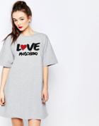 Love Moschino Oversize Sweat Dress In Gray - Gray