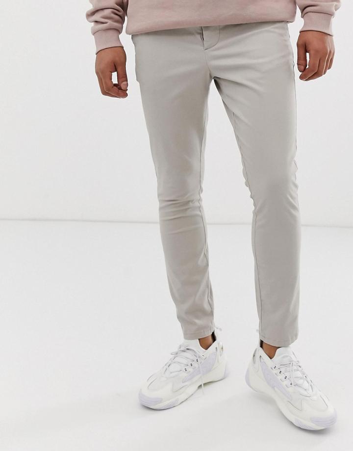 Asos Design Super Skinny Ankle Grazer Chinos In Beige