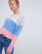 Jdy Color Block Knit Sweater - Multi