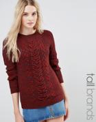 Vero Moda Tall Cable Knit Sweater - Red