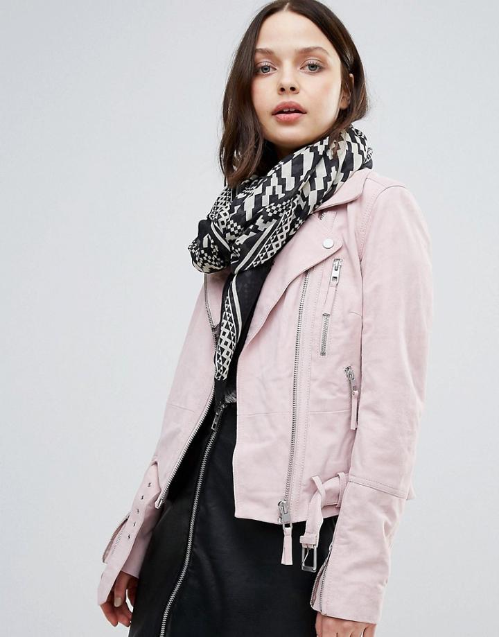 Pieces Samson Long Printed Scarf - Black