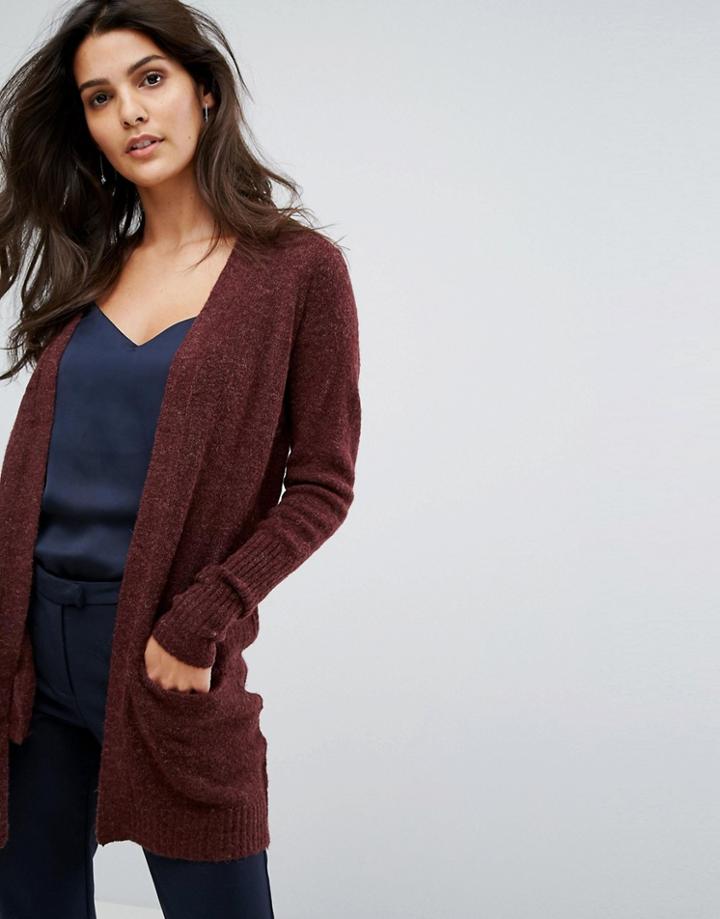 Y.a.s Longline Cardigan - Brown