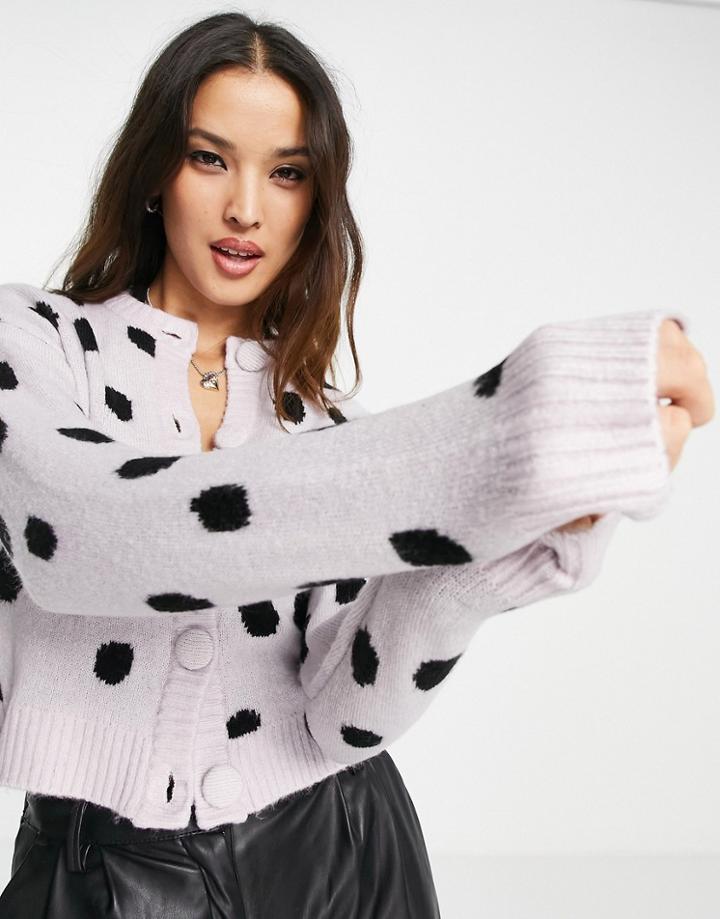 Violet Romance Polka Dot Cardigan In Lilac - Part Of A Set-purple