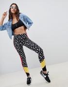 Asos Design Leggings In Star Print With Stripe And Blocking Detail-multi