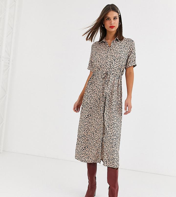 New Look Tall Midi Shirt Dress In Spot Pattern