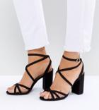 New Look Wide Fit Multi Strap Block Heel Sandals - Black