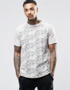 Asos Loungewear Skater T-shirt With Camo Print And Raw Edge - Beige