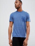 Abercrombie & Fitch Washed Block Stripe Pocket Moose Logo T-shirt In Blue - Blue