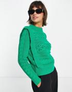 Y.a.s Cable Shoulder Detail Sweater In Green
