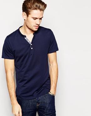 Selected Grandad T-shirt In Pima Cotton - Navy