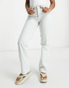 Asos Design Mid Rise 90s Straight Leg Jeans In Green Gingham