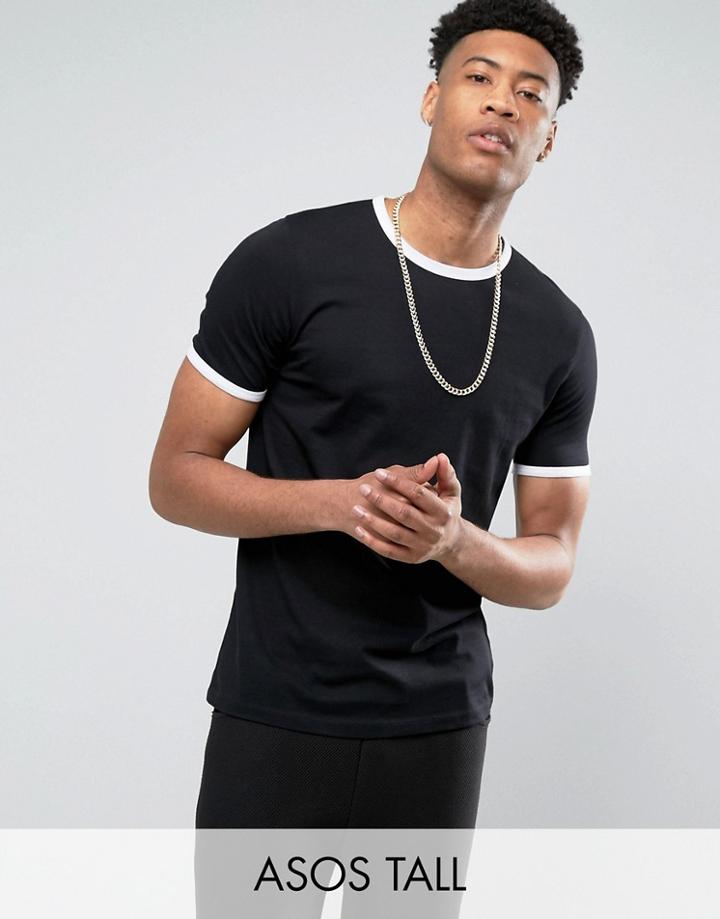 Asos Tall T-shirt With Contrast Ringer - Black