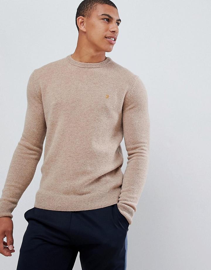 Farah Rosecroft Crew Neck Sweater In Camel - Tan